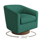 LUE BONA Modern Upholstered Wooden Accent Chair 360 Barrel Swivel Set of 2 Armchair for Living Room