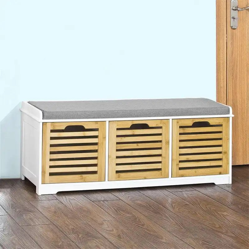 Storage Bench with 3 Drawers - 13.78D x 41.34W x 16.93H
