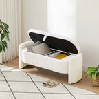 Ottoman 3D Lamb Fleece Fabric Storage Bench w/ Large Storage Space