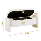 Ottoman 3D Lamb Fleece Fabric Storage Bench w/ Large Storage Space