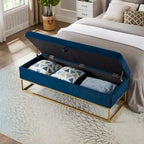 58.6 Bed Bench Metal Base with Storage Pink Velvet