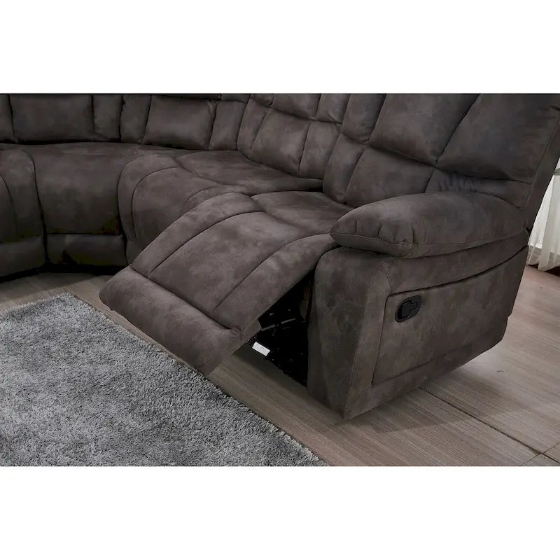 Betsy Furniture Large Microfiber Reclining Sectional Living Room Sofa in Grey