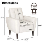 Button Tufted Fabric Accent Chair Armchair with Solid Sagwan Wooden Frame