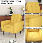 Button Tufted Fabric Accent Chair Armchair with Solid Sagwan Wooden Frame