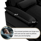 Modern U-shaped Sofa with Console,Cupholders and USB Ports,6-seat Upholstered Symmetrical Indoor Furniture,Black