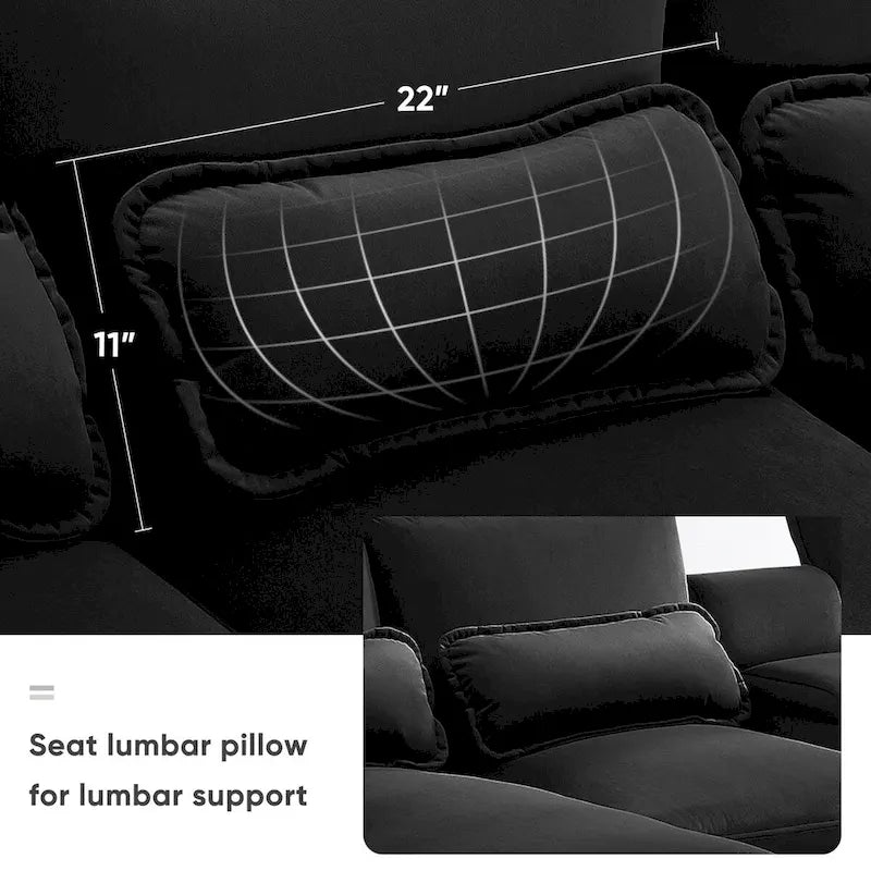 Modern U-shaped Sofa with Console,Cupholders and USB Ports,6-seat Upholstered Symmetrical Indoor Furniture,Black