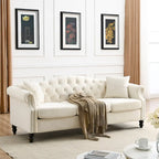 79 Chesterfield Sofa Velvet for Living Room, 3 Seater Sofa Tufted Couch with Rolled Arms and Nailhead ,two pillows