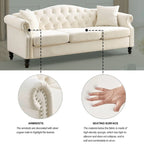 79 Chesterfield Sofa Velvet for Living Room, 3 Seater Sofa Tufted Couch with Rolled Arms and Nailhead ,two pillows