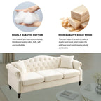 79 Chesterfield Sofa Velvet for Living Room, 3 Seater Sofa Tufted Couch with Rolled Arms and Nailhead ,two pillows