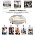 79 Chesterfield Sofa Velvet for Living Room, 3 Seater Sofa Tufted Couch with Rolled Arms and Nailhead ,two pillows