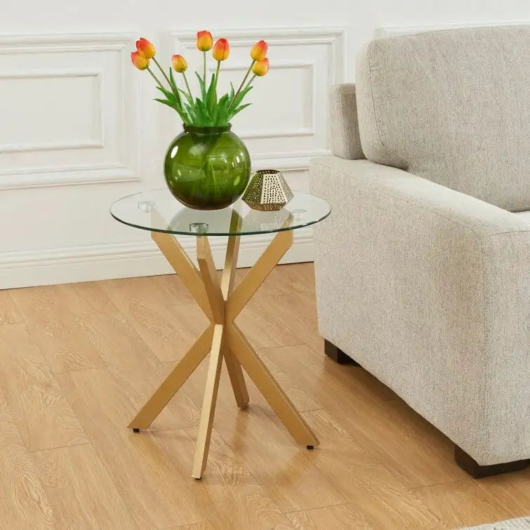 19.7 End Table With Glass Top
