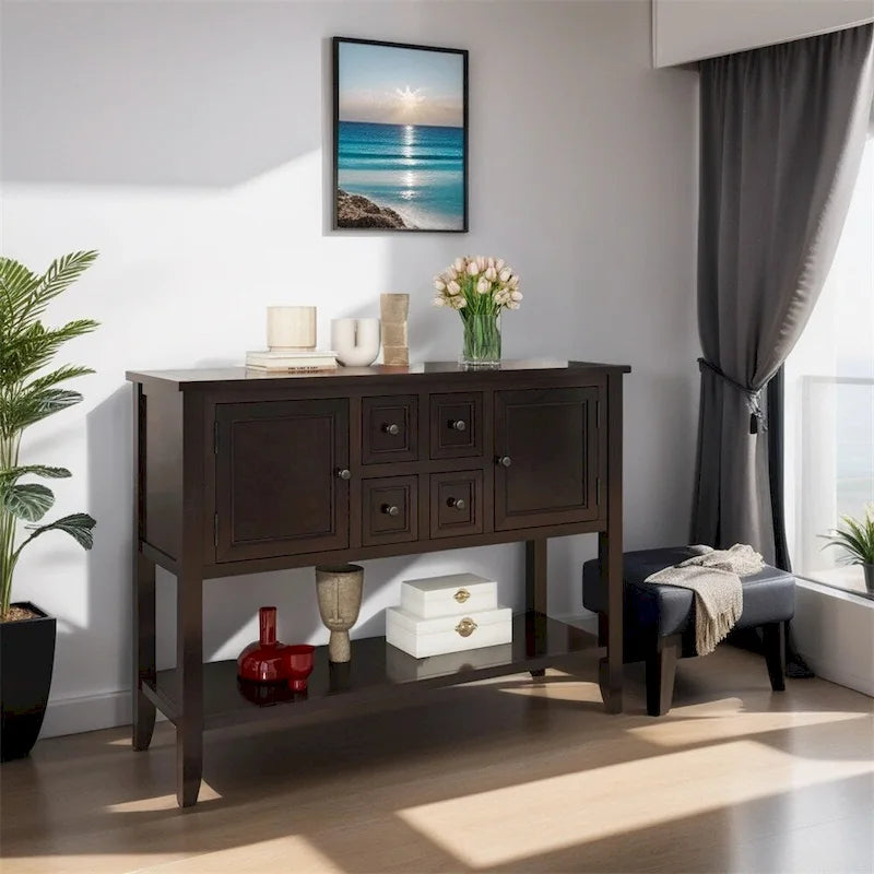 Cambridge Series Ample Storage Vintage Console Table w/Four Drawers