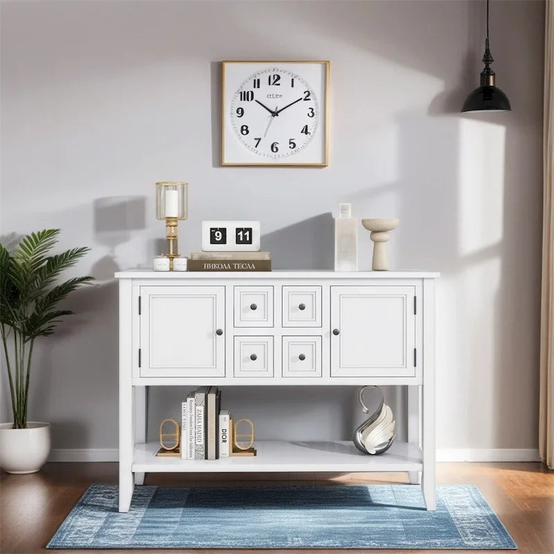 Cambridge Series Ample Storage Vintage Console Table w/Four Drawers