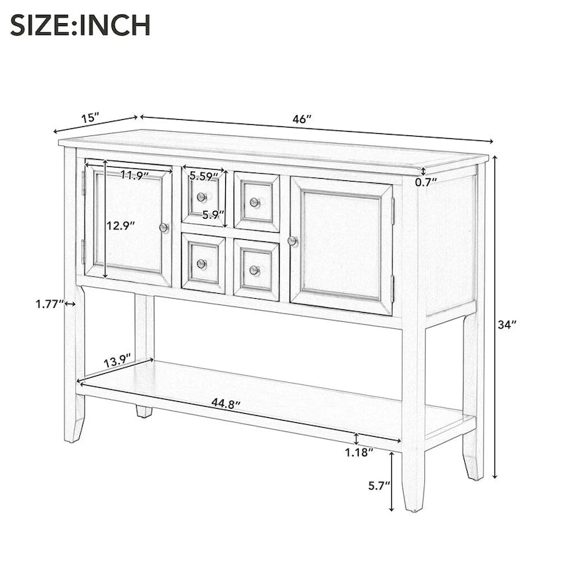 Cambridge Series Ample Storage Vintage Console Table w/Four Drawers