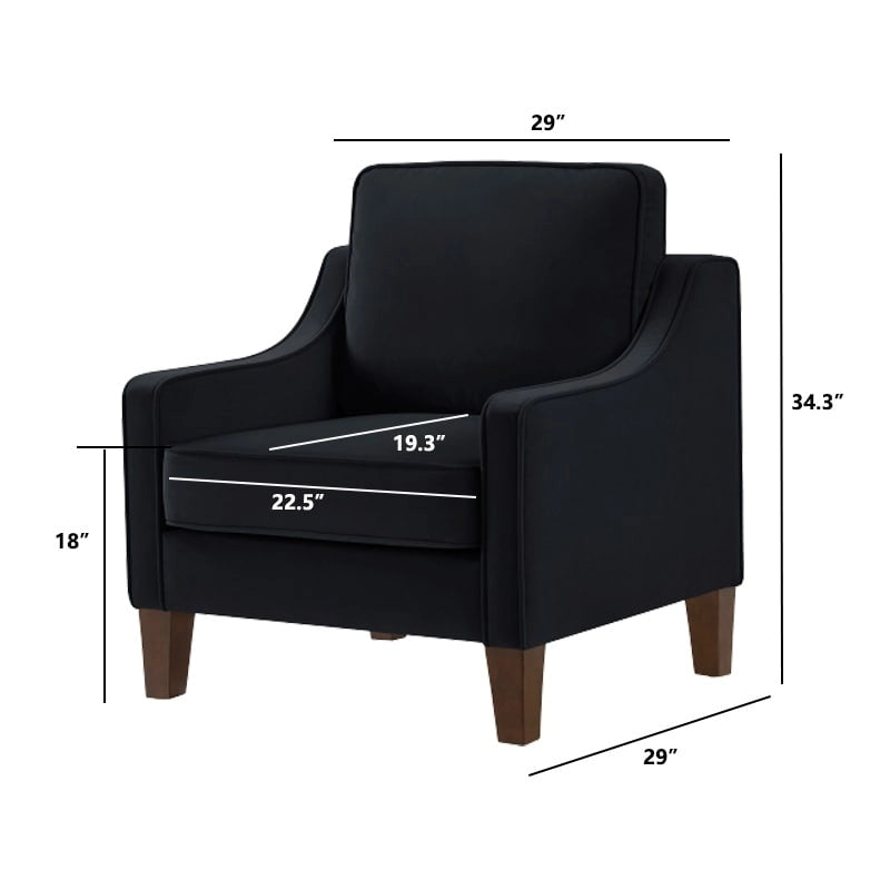Modern Velvet Upholstered Accent Chair Single Sofa Armchair