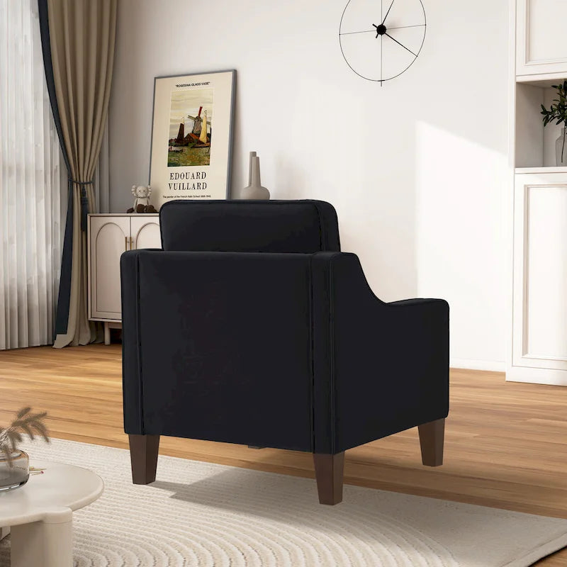 Modern Velvet Upholstered Accent Chair Single Sofa Armchair