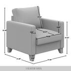 CraftPorch Corduroy Mid-Century Modern Velvet Upholstered Arm Chair