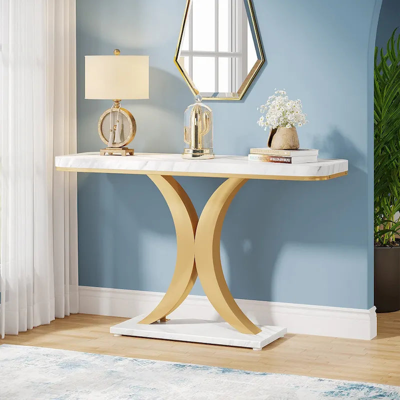 40 Inches Narrow Industrial Console Sofa Table for Entryway