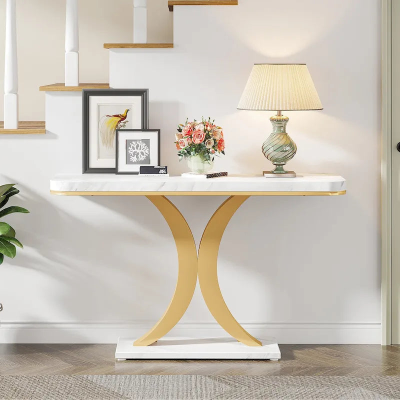 40 Inches Narrow Industrial Console Sofa Table for Entryway