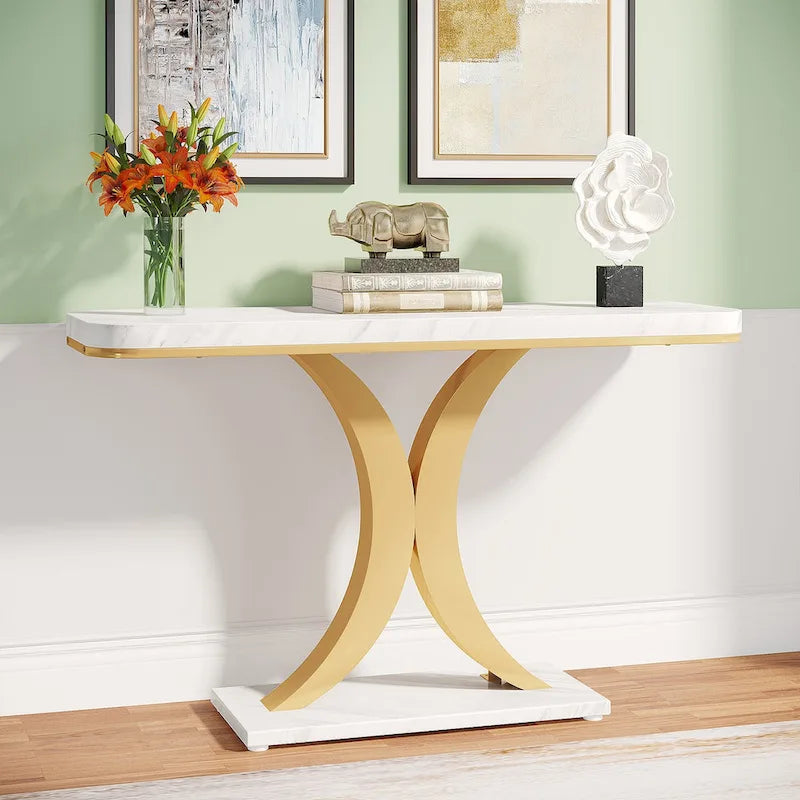 40 Inches Narrow Industrial Console Sofa Table for Entryway