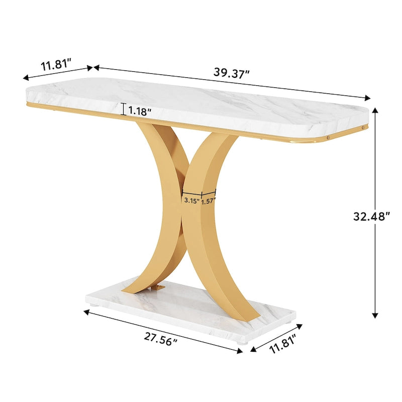40 Inches Narrow Industrial Console Sofa Table for Entryway