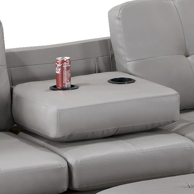 3 Piece Faux Leather Sectional Sofa Set with Storage Ottoman