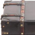 Linen Fabric or Faux Leather 2 Drawer Cabinet or Accent Table with Buckle Hinged Top - Dark Brown or Blue - Roche River Decor