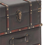Linen Fabric or Faux Leather 2 Drawer Cabinet or Accent Table with Buckle Hinged Top - Dark Brown or Blue - Roche River Decor