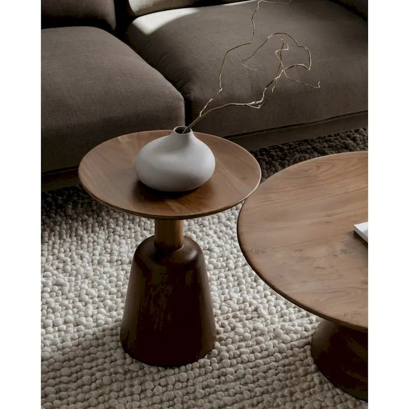 Macari Nelson Modern Solid Mango Wood Pedestal Coffee Table - 30W x 30D x 14H