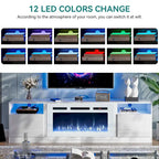 80 TV Stand with 36 Electric Fireplace, White