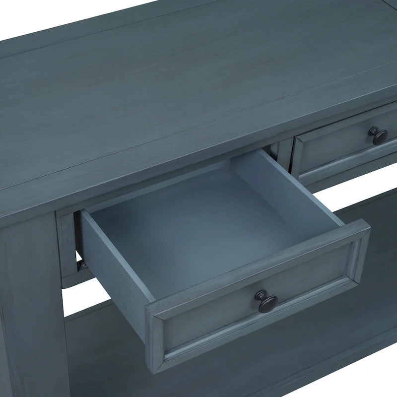 Console Table/Sofa Table with Storage Drawers and Bottom Shelf for Entryway Hallway