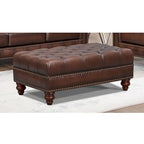Top Grain Leather Ottoman
