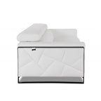 HomeRoots 89 White Italian Leather Sofa With Silver Legs - 35 H x 89 W x 43 D
