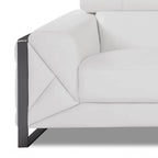 HomeRoots 89 White Italian Leather Sofa With Silver Legs - 35 H x 89 W x 43 D