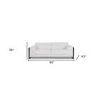 HomeRoots 89 White Italian Leather Sofa With Silver Legs - 35 H x 89 W x 43 D