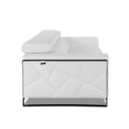 HomeRoots 89 White Italian Leather Sofa With Silver Legs - 35 H x 89 W x 43 D