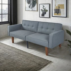 Convertible Sofa Bed Adjustable Fabric Couch Sleeper Modern Recliner Reversible Loveseat Folding Daybed Guest Bed with 2 Pillows