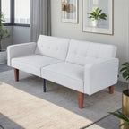 Convertible Sofa Bed Adjustable Fabric Couch Sleeper Modern Recliner Reversible Loveseat Folding Daybed Guest Bed with 2 Pillows