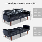 Convertible Sofa Bed Adjustable Fabric Couch Sleeper Modern Recliner Reversible Loveseat Folding Daybed Guest Bed with 2 Pillows