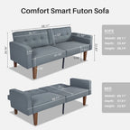 Convertible Sofa Bed Adjustable Fabric Couch Sleeper Modern Recliner Reversible Loveseat Folding Daybed Guest Bed with 2 Pillows