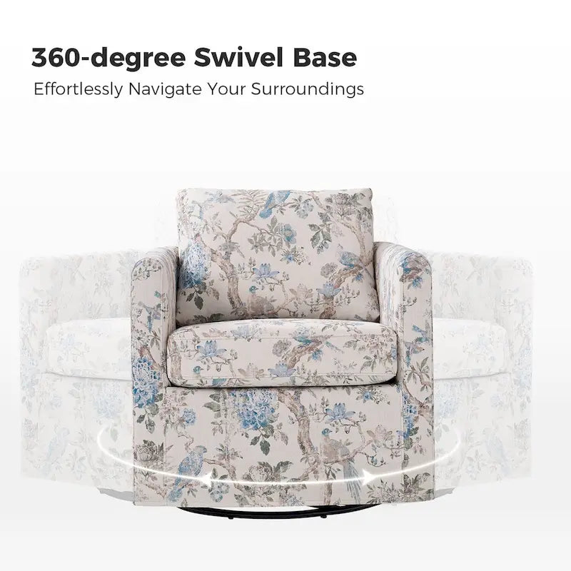 Erkenbald Modern Slipcovered Swivel Chair with Removable Cushion Set of 2 by HULALA HOME