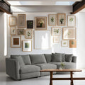 Three Indoor Cushioned Combination Sofas w/ 3 Pillows and Curved Seat