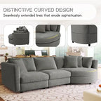 Three Indoor Cushioned Combination Sofas w/ 3 Pillows and Curved Seat