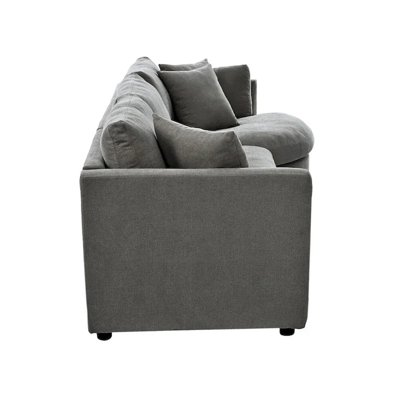 Three Indoor Cushioned Combination Sofas w/ 3 Pillows and Curved Seat