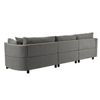 Three Indoor Cushioned Combination Sofas w/ 3 Pillows and Curved Seat