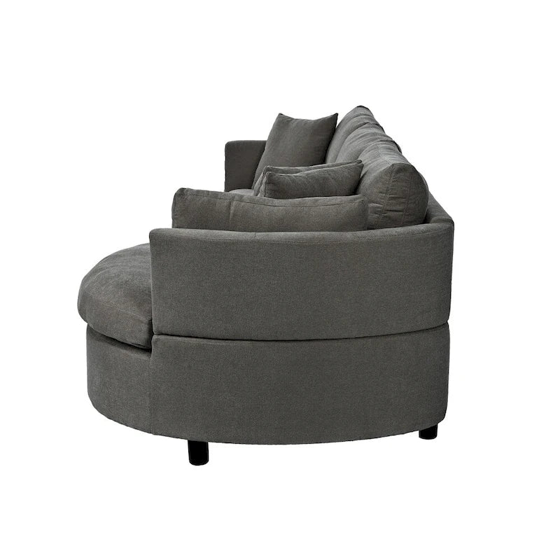 Three Indoor Cushioned Combination Sofas w/ 3 Pillows and Curved Seat