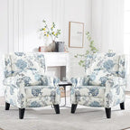HOMYKA Manual Pushback Recliner Adjustable Accent Chair Wingback Armchair Set of 2