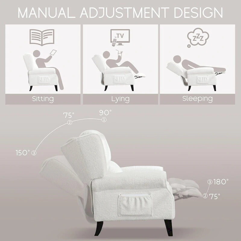 HOMYKA Manual Pushback Recliner Adjustable Accent Chair Wingback Armchair Set of 2