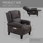 HOMYKA Manual Pushback Recliner Adjustable Accent Chair Wingback Armchair Set of 2