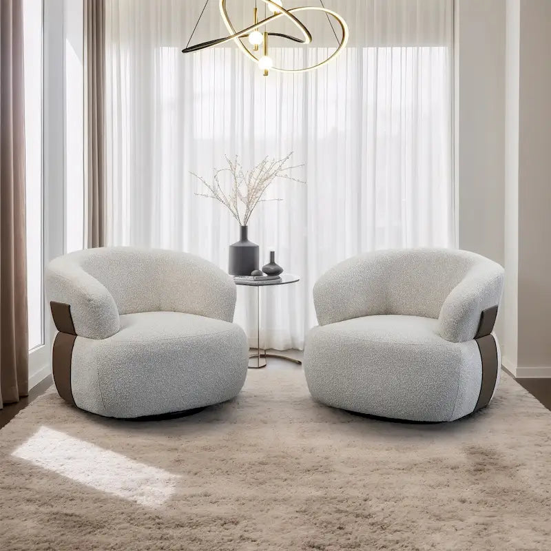 33W 360 Swivel Modern Barrel Chair Accent Chair Set of 2